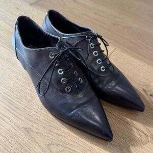 Capezzani Made In Italy Pointed‎ Toe Oxford Flats - Size EU 38 - Brown
